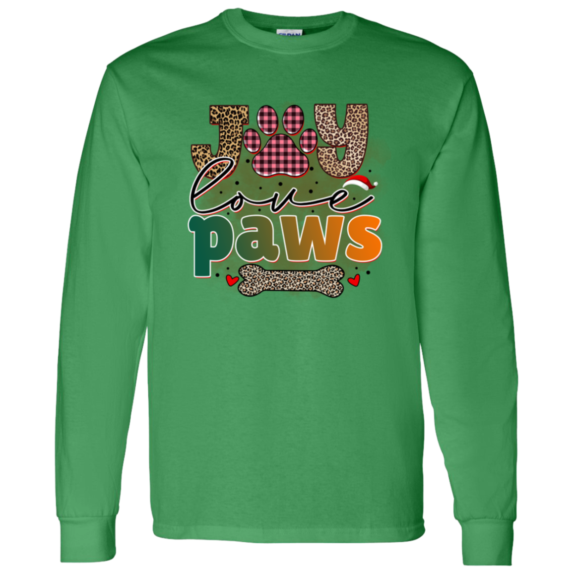 Joy Love Paws Dog Christmas Long Sleeve T-Shirt