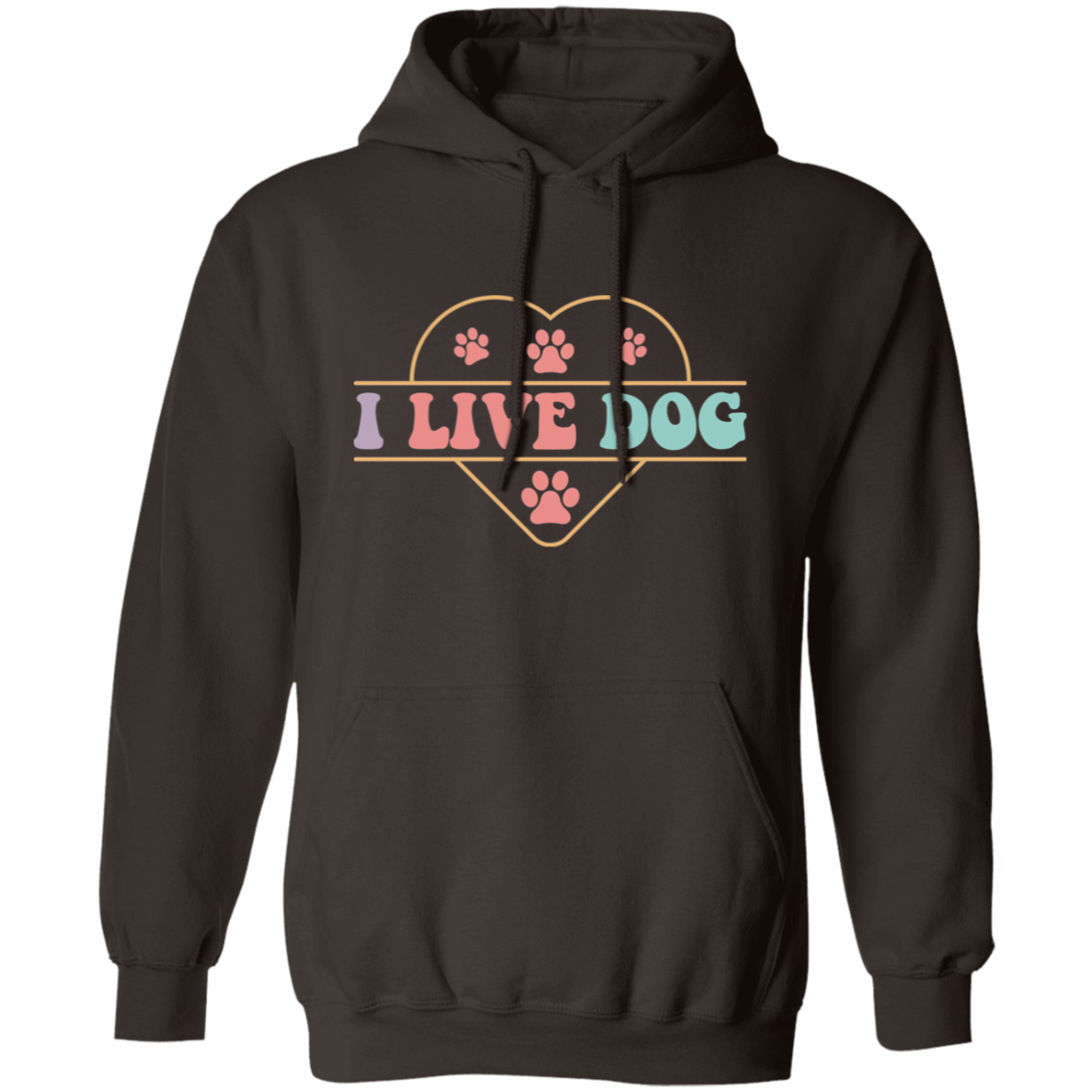 I Live Dog Paw Print Pullover Hoodie Hooded Sweatshirt