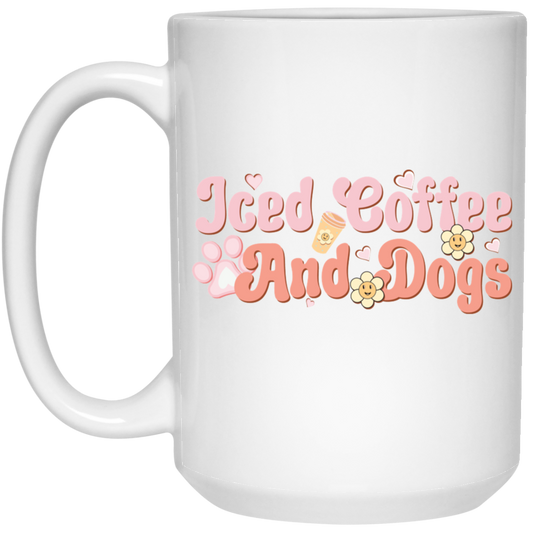 Iced Coffee and Dogs Retro Daisy 15 oz. White Mug