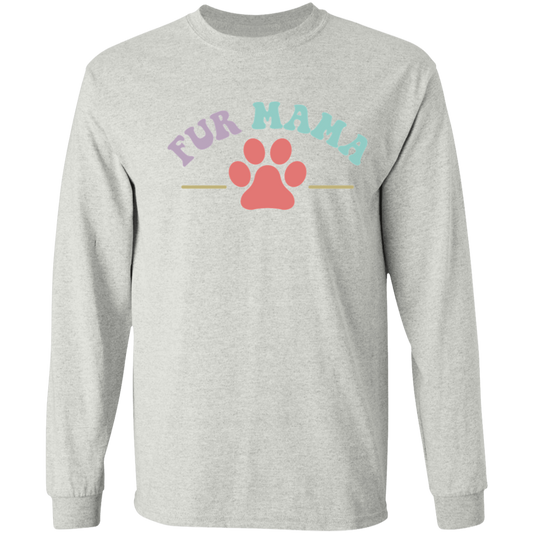 Fur Mama Paw Print Dog Rescue Long Sleeve T-Shirt