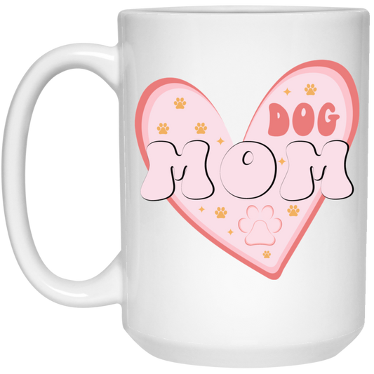 Dog Mom Heart 15 oz. White Mug