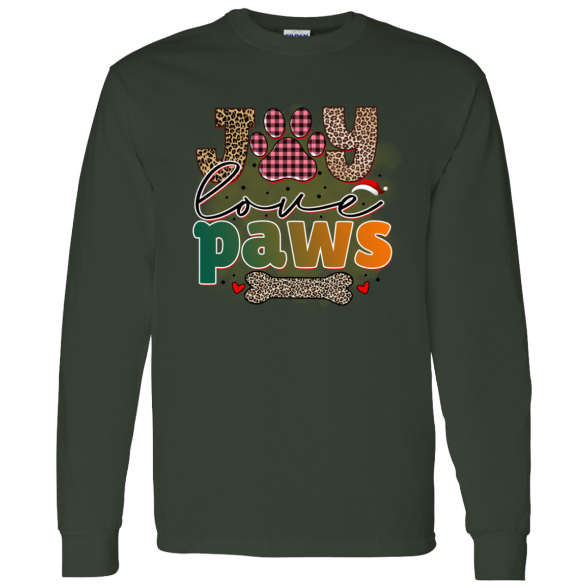 Joy Love Paws Dog Christmas Long Sleeve T-Shirt