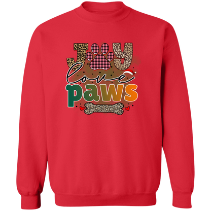 Joy Love Paws Dog Christmas Crewneck Pullover Sweatshirt