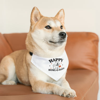 White Happy Howl-O-Ween Dog Halloween Dog Pet Bandana Collar