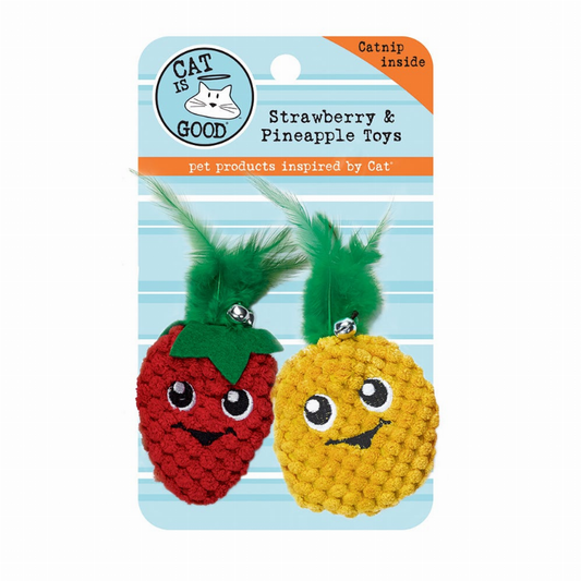 Cat Is Good® Strawberry & Pineapple Catnip Toys 2pk