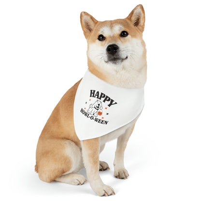 White Happy Howl-O-Ween Dog Halloween Dog Pet Bandana Collar