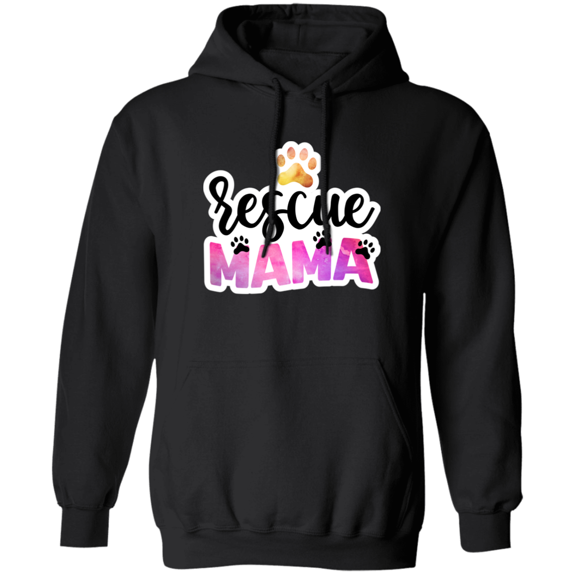 Rescue Mama Dog Paw Watercolor Pullover Hoodie Hooded Sweatshirt