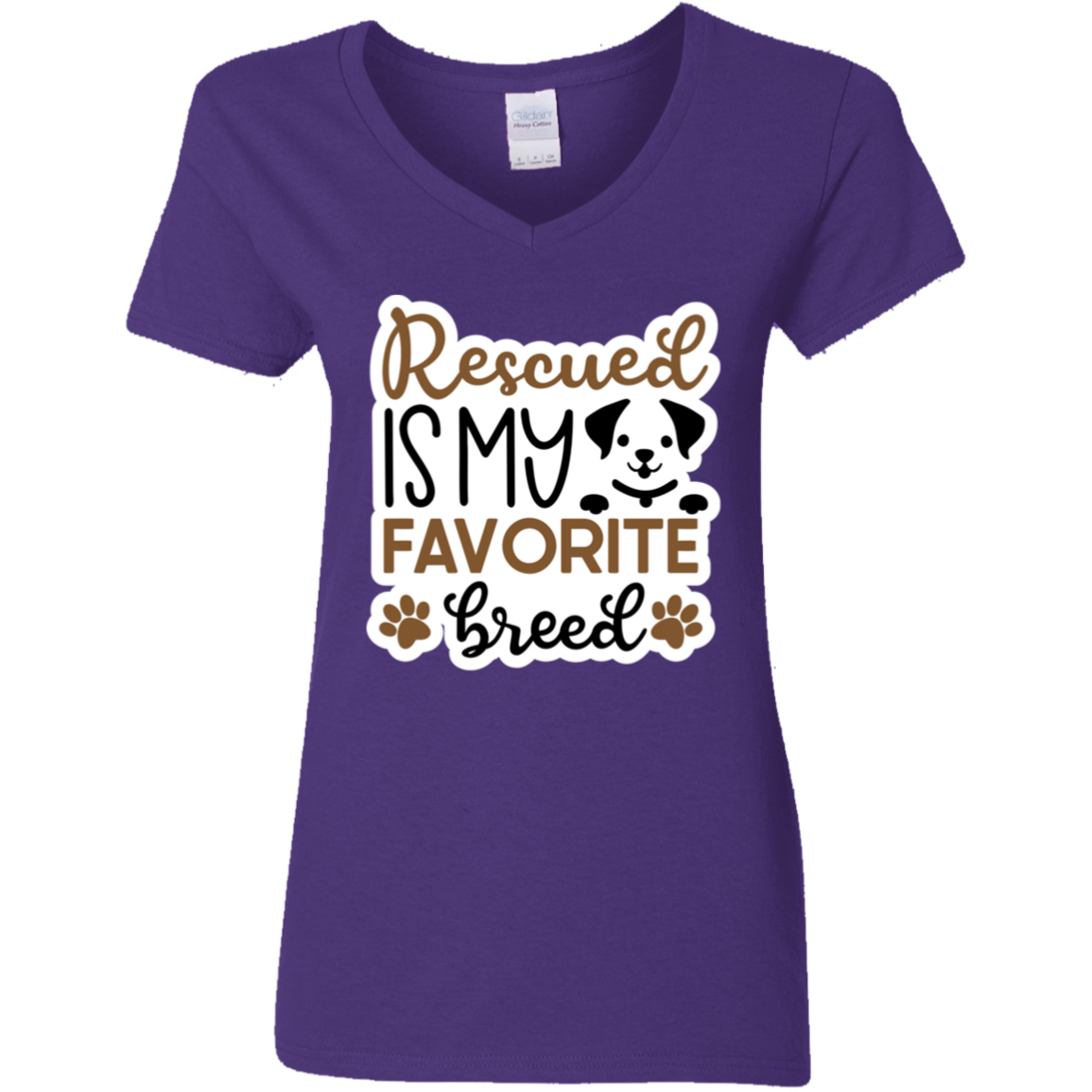 Rescued is My Favorite Breed Dog Ladies' V-Neck T-Shirt