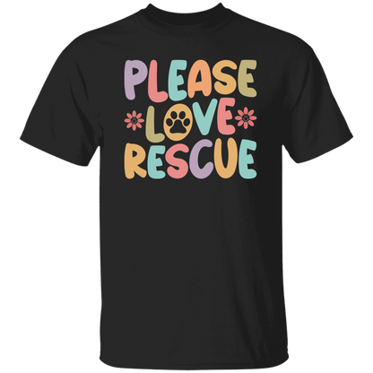 Please Love Rescue Dog Paw Print T-Shirt