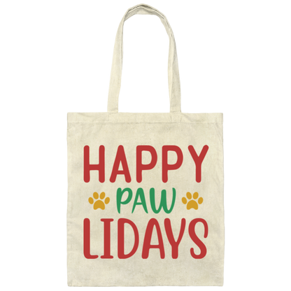 Happy Pawlidays Dog Christmas Canvas Tote Bag