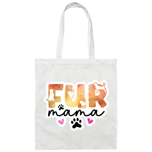 Fur Mama Dog Watercolor Canvas Tote Bag