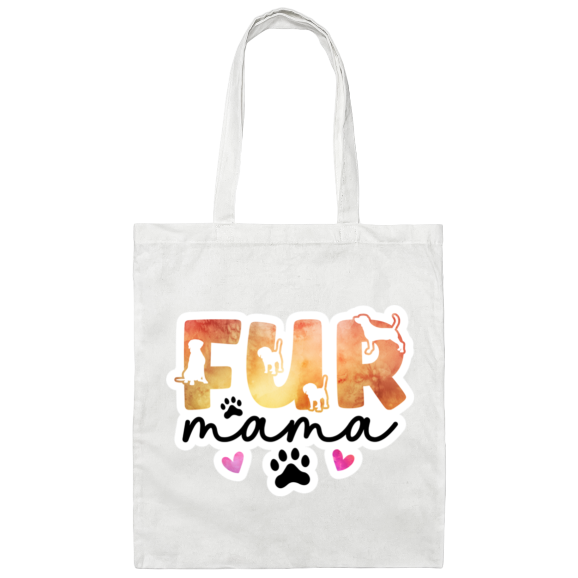 Fur Mama Dog Watercolor Canvas Tote Bag