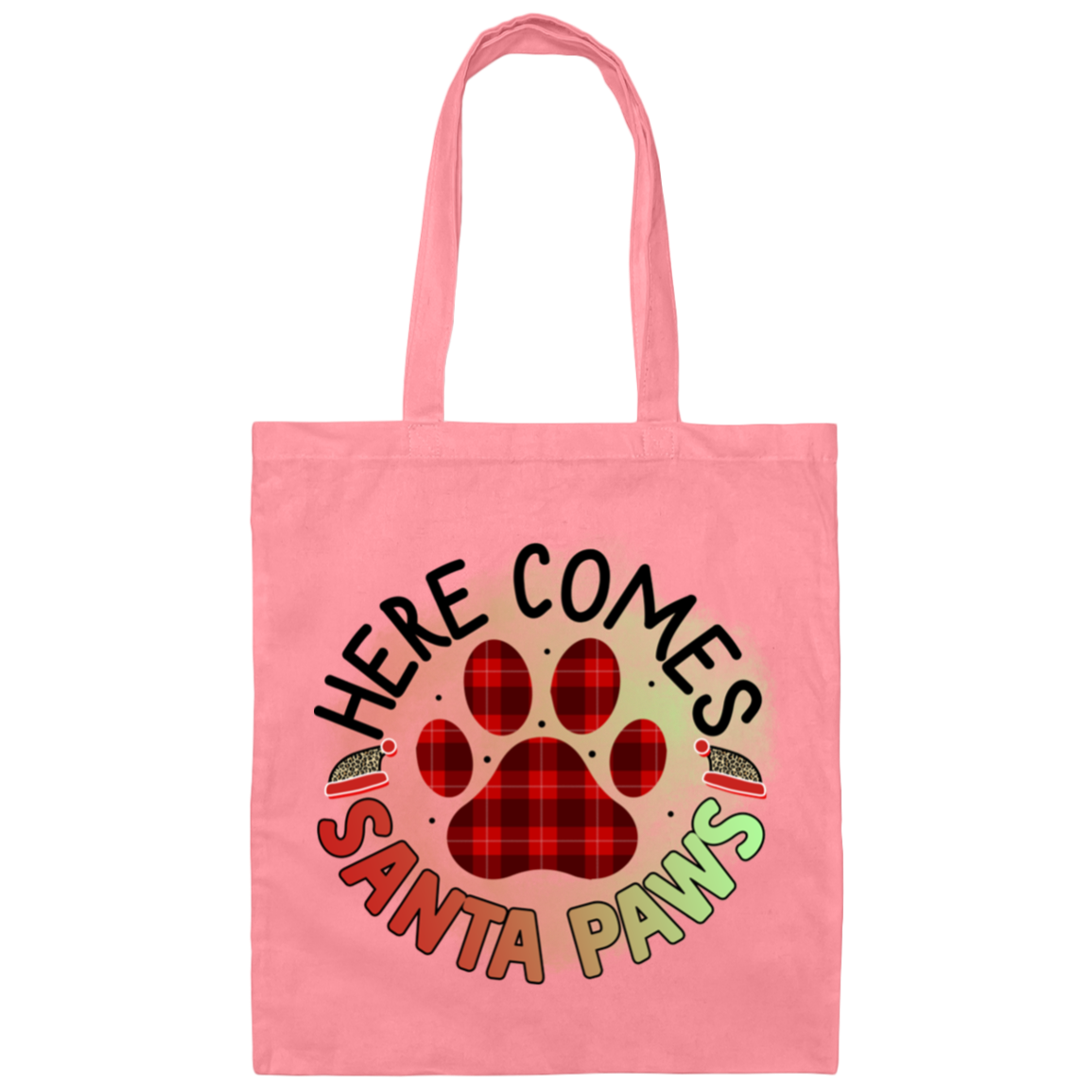 Here Comes Santa Paws Christmas Dog Canvas Tote Bag