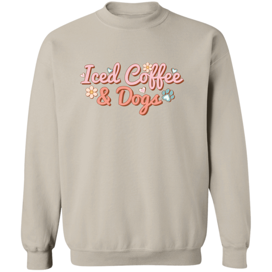 Iced Coffee & Dogs Crewneck Pullover Sweatshirt