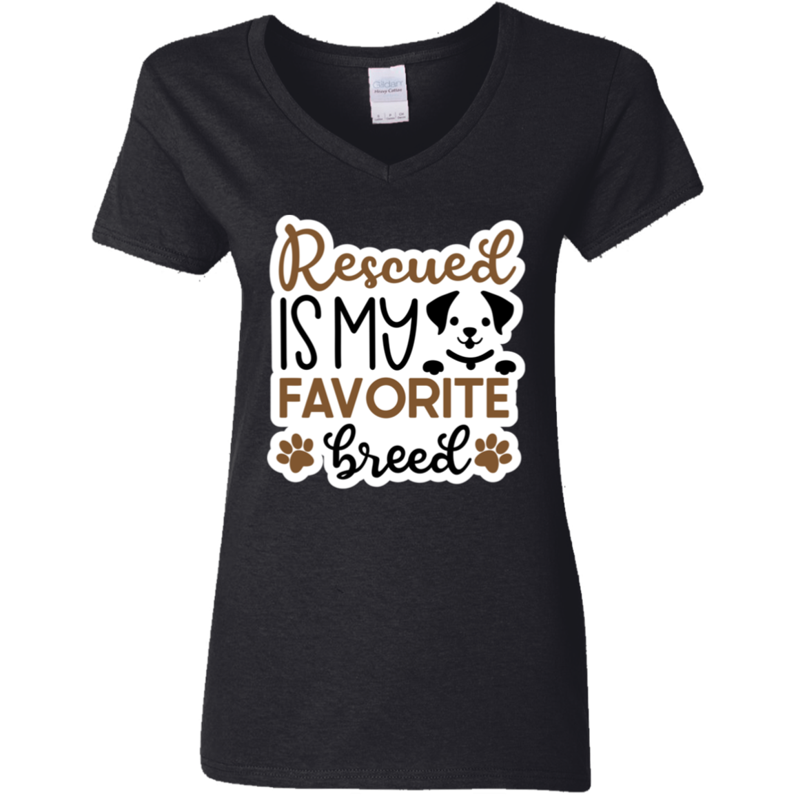 Rescued is My Favorite Breed Dog Ladies' V-Neck T-Shirt