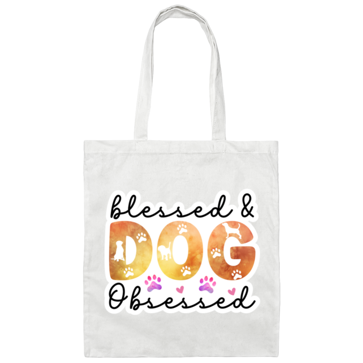 Blessed & Dog Obsessed Watercolor Canvas Tote Bag
