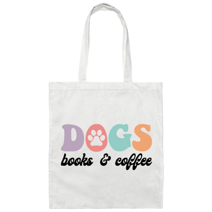 Dogs Books & Coffee Canvas Tote Bag