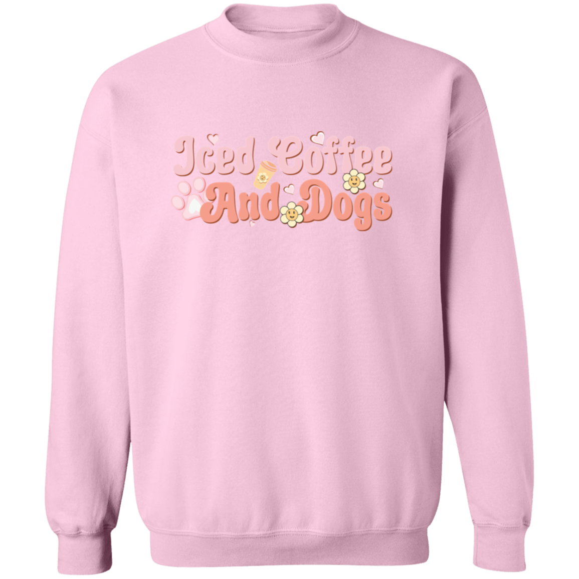 Iced Coffee and Dogs Retro Daisy Crewneck Pullover Sweatshirt