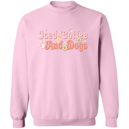 Iced Coffee and Dogs Retro Daisy Crewneck Pullover Sweatshirt