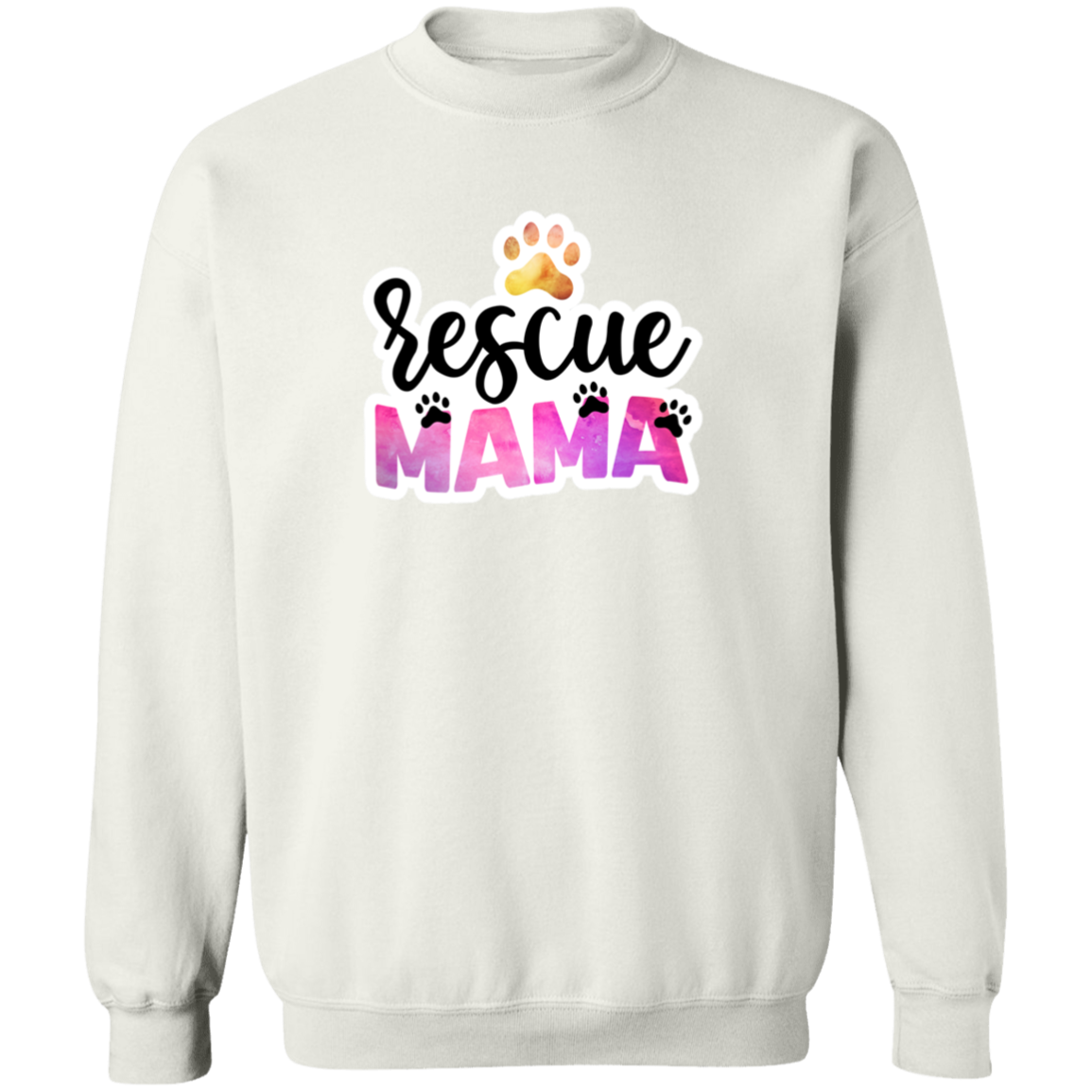 Rescue Mama Dog Paw Watercolor Crewneck Pullover Sweatshirt