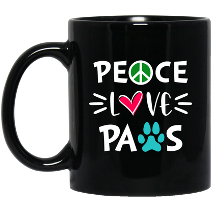 Peace Love Paws - Black Mugs