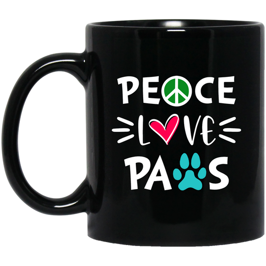 Peace Love Paws - Black Mugs