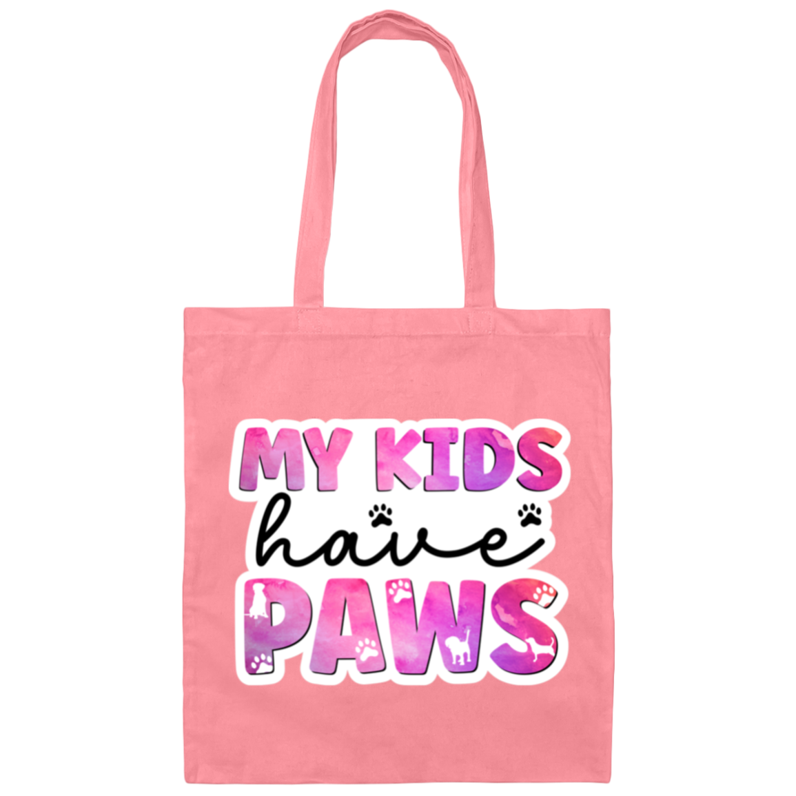 My Kids Have Paws Dog Mom Watercolor Canvas Tote Bag