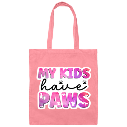 My Kids Have Paws Dog Mom Watercolor Canvas Tote Bag