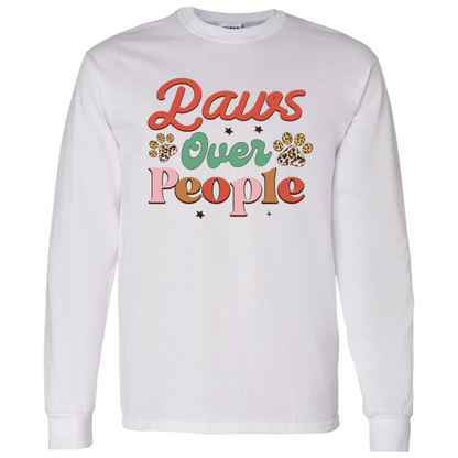 Paws Over People Dog Christmas Long Sleeve T-Shirt