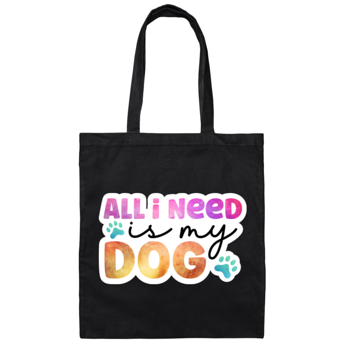 All I Need is my Dog Watercolor Canvas Tote Bag