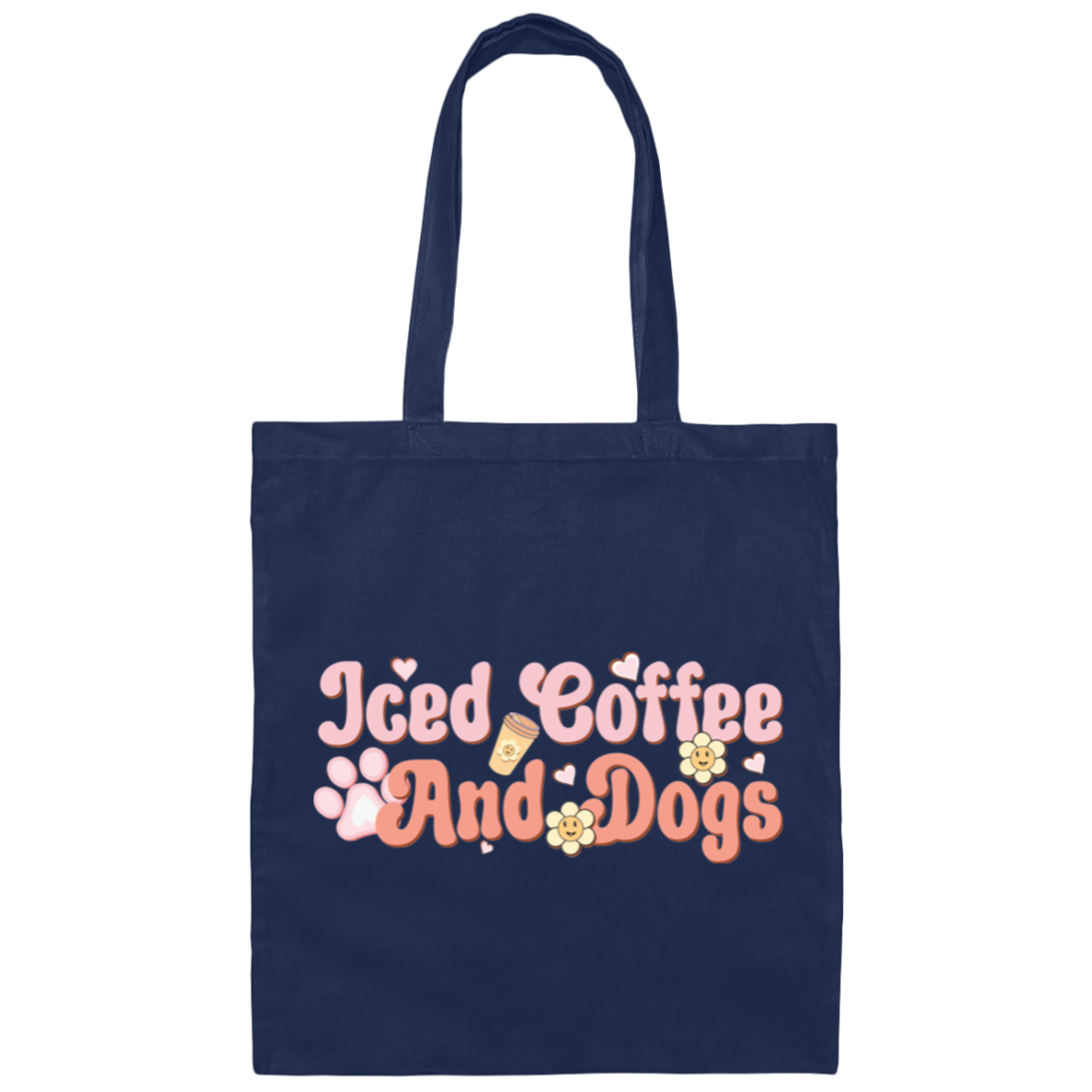 Iced Coffee and Dogs Retro Daisy Canvas Tote Bag
