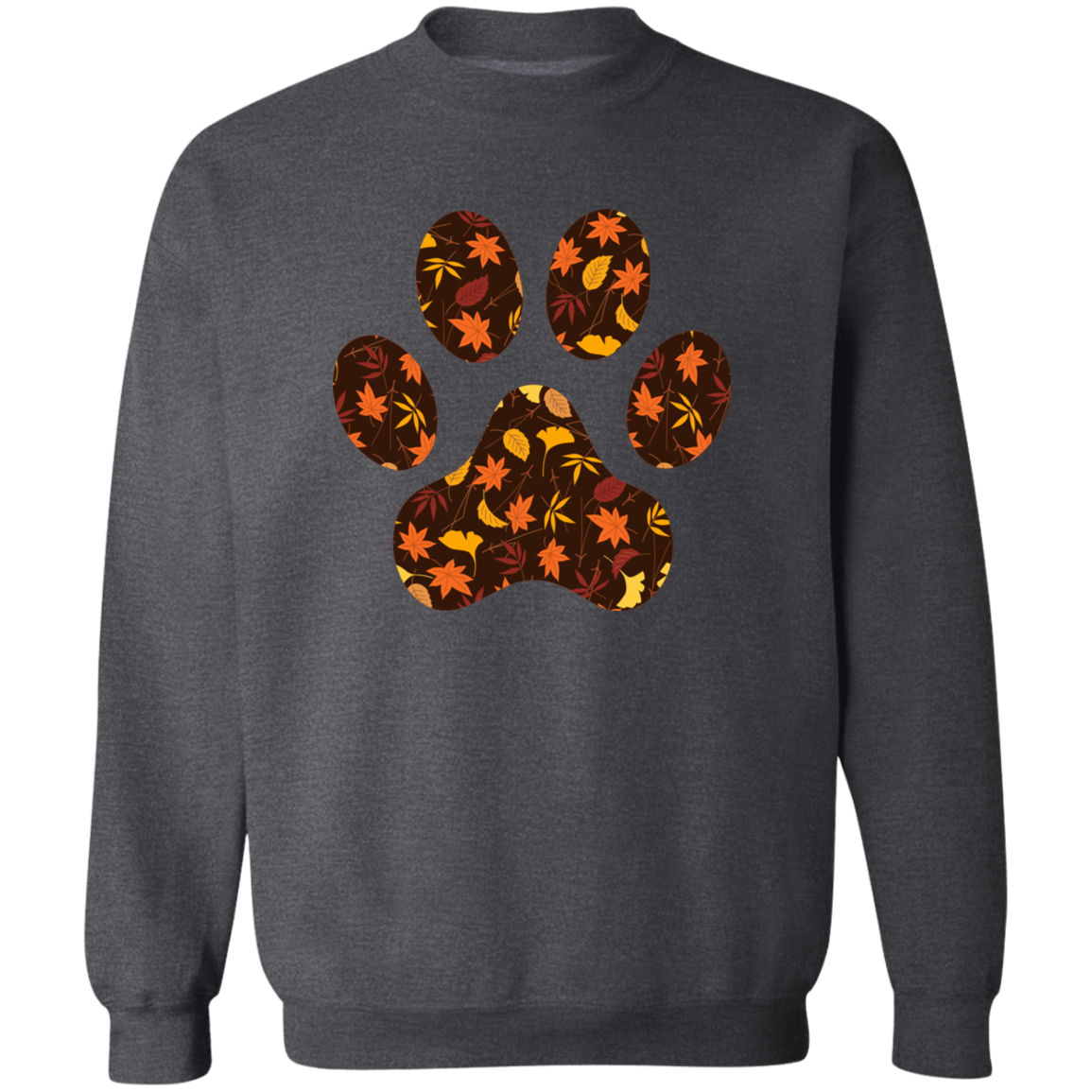 Fall Leaves Paw Print Crewneck Sweatshirt