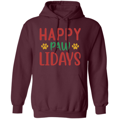 Happy Pawlidays Dog Christmas Pullover Hoodie Hooded Sweatshirt