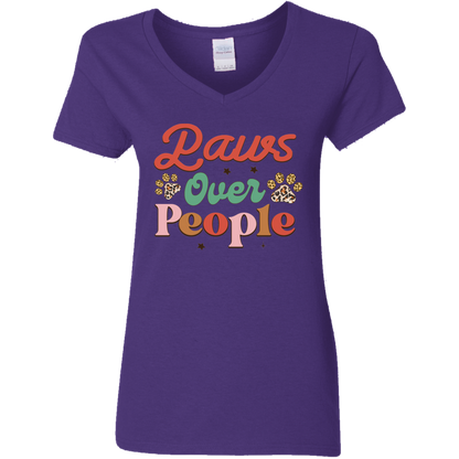 Paws Over People Dog Christmas Ladies' V-Neck T-Shirt