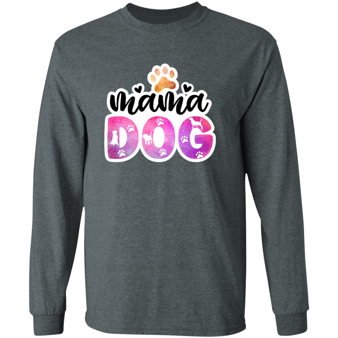 Mama Dog Paw Watercolor Long Sleeve T-Shirt