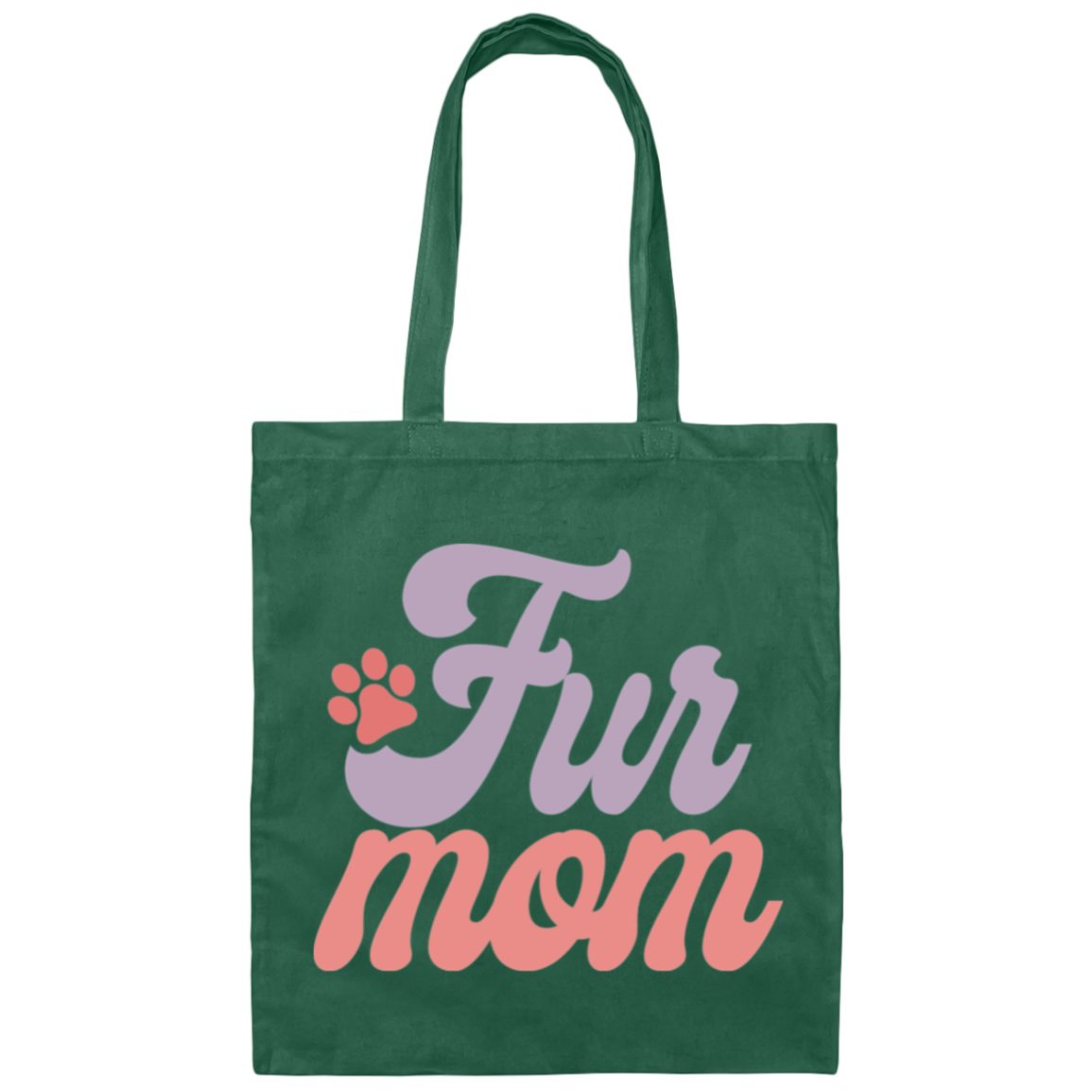 Fur Mom Dog Paw Print Canvas Tote Bag
