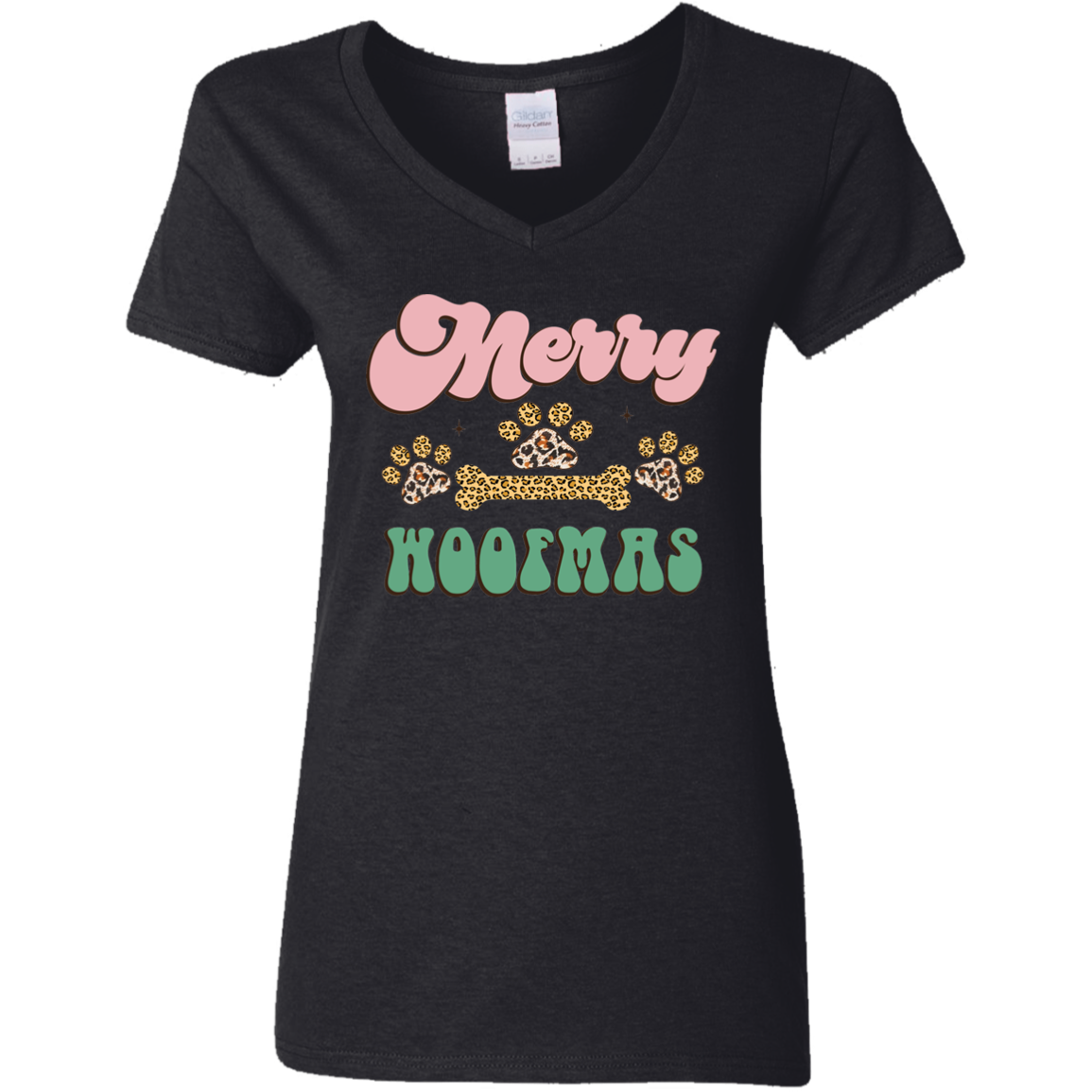Merry Woofmas Christmas Ladies' V-Neck T-Shirt