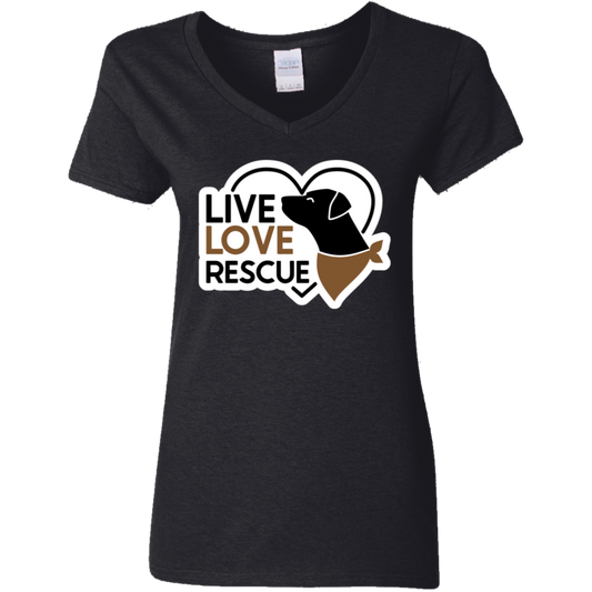 Live Love Rescue Dog Ladies' V-Neck T-Shirt