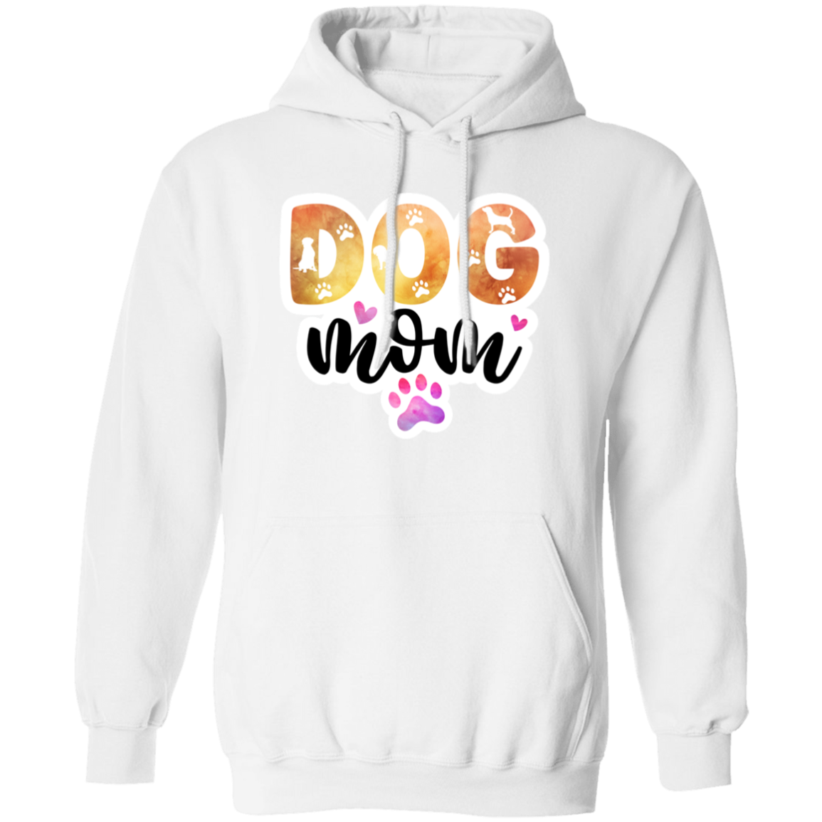 Dog Mom Watercolor Paw Print Pullover Hoodie Hooded Sweatshirt