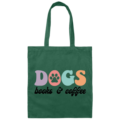 Dogs Books & Coffee Canvas Tote Bag