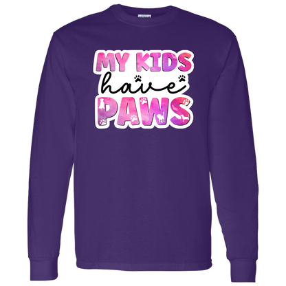 My Kids Have Paws Dog Mom Watercolor Long Sleeve T-Shirt