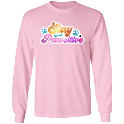 Stay Pawsitive Dog Watercolor Long Sleeve T-Shirt