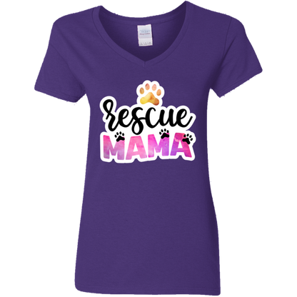 Rescue Mama Dog Paw Watercolor Ladies' V-Neck T-Shirt