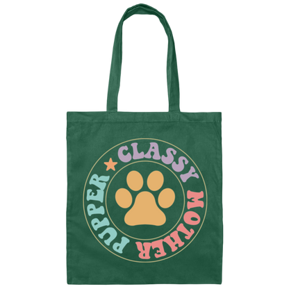 Classy Mother Pupper Dog Mom Canvas Tote Bag