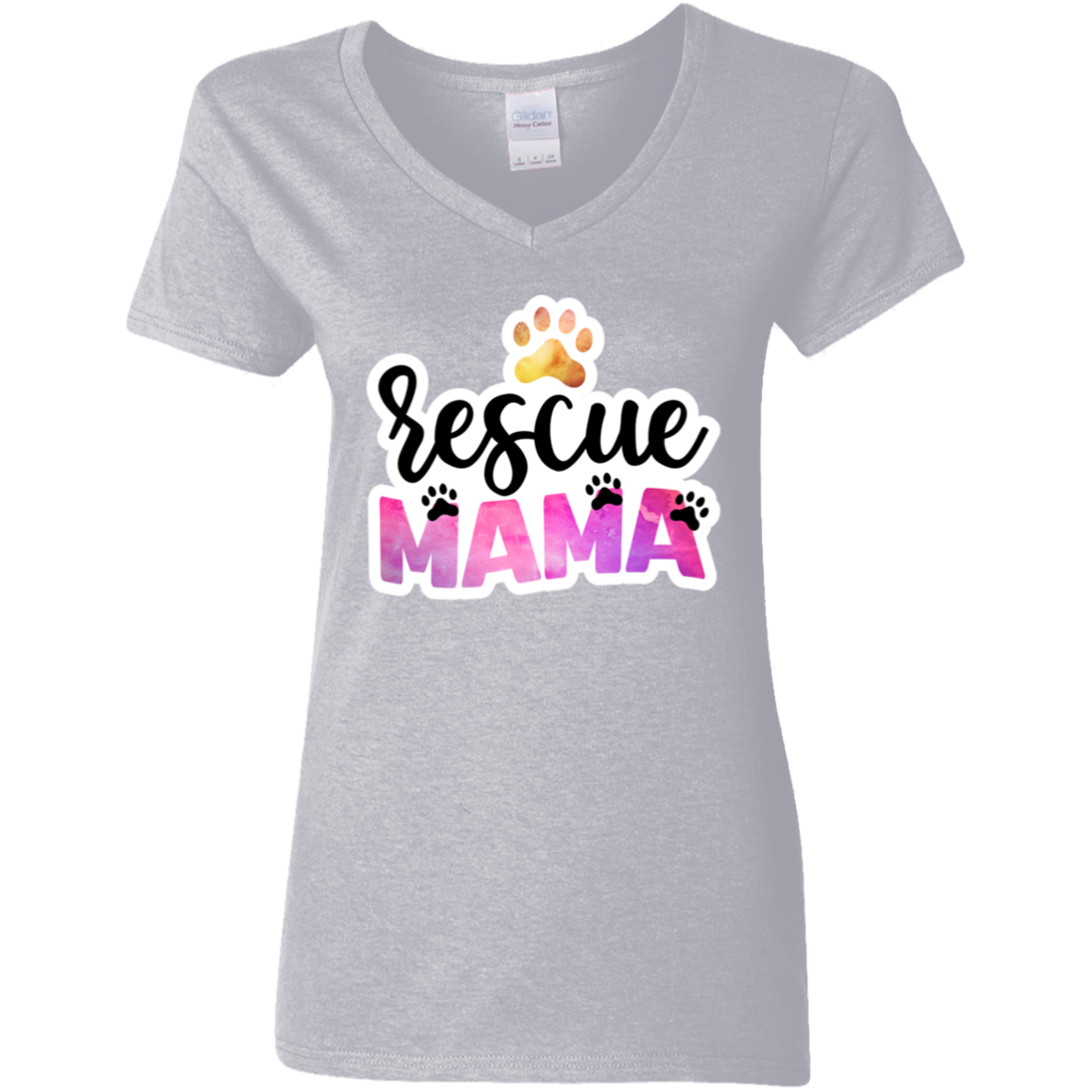 Rescue Mama Dog Paw Watercolor Ladies' V-Neck T-Shirt