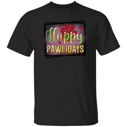 Happy Pawlidays Paw Print Christmas Dog T-Shirt