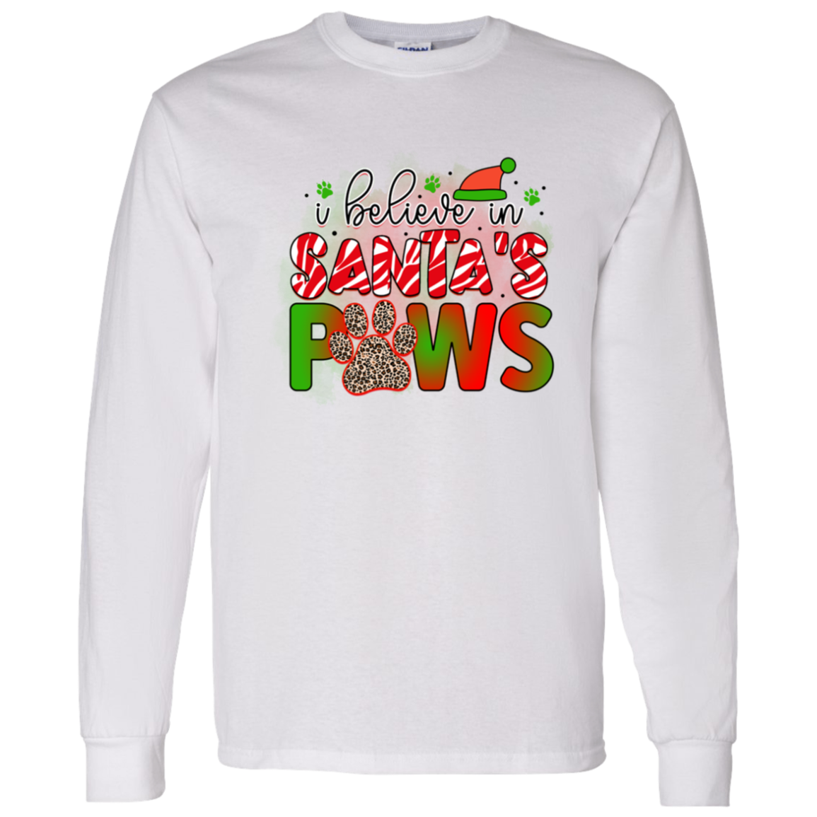 I Believe in Santa Paws Dog Christmas Long Sleeve T-Shirt