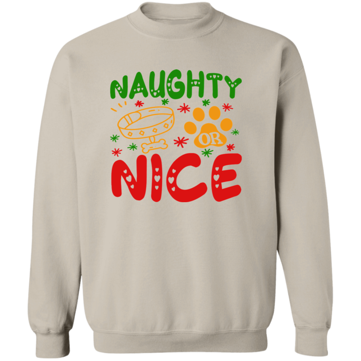 Naughty or Nice Dog Christmas Crewneck Pullover Sweatshirt
