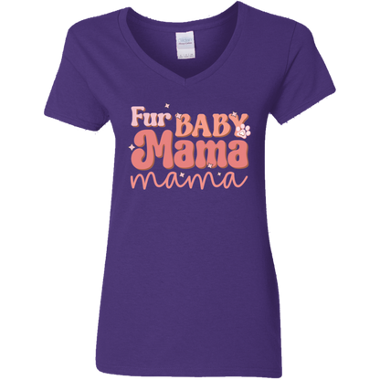 Fur Baby Mama Dog Mom Ladies' V-Neck T-Shirt