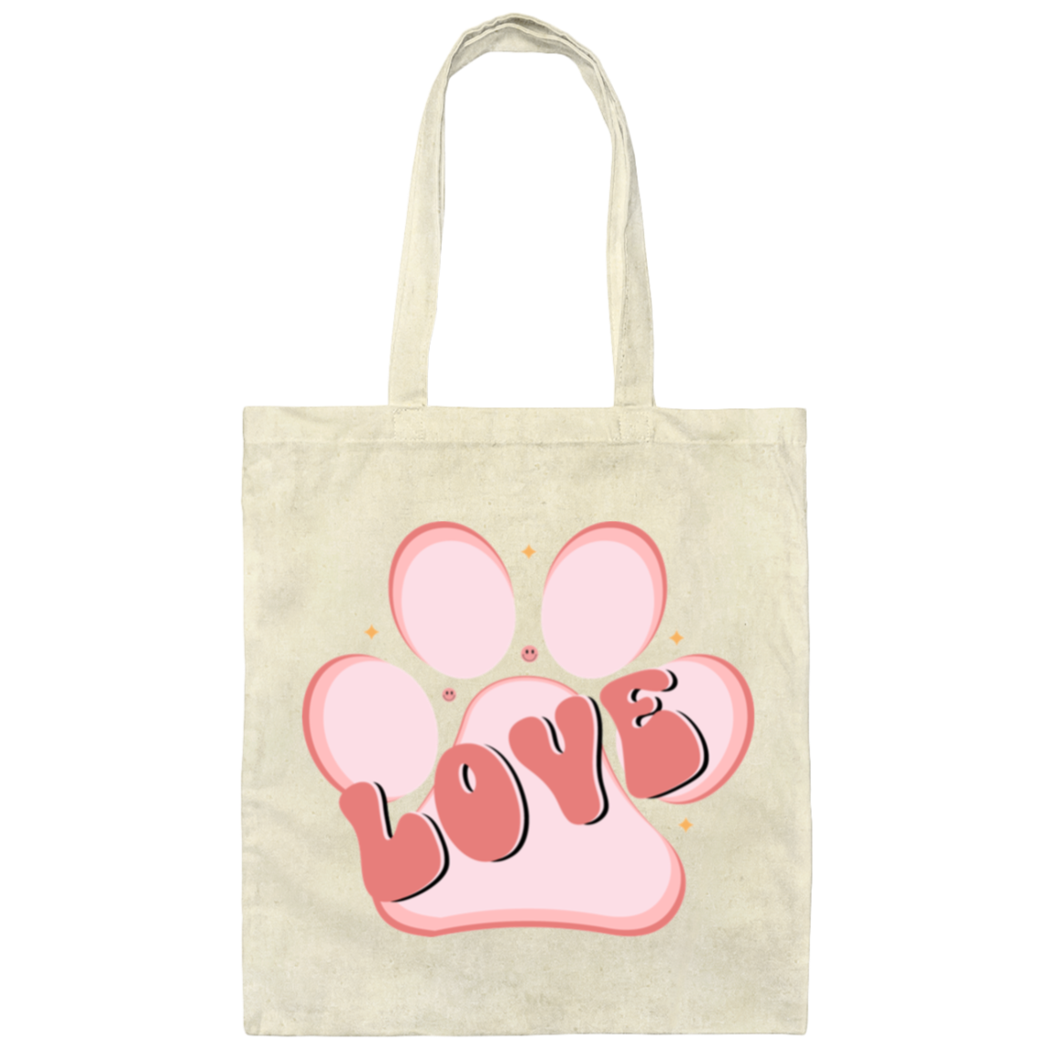 Love Paw Print Dog Rescue Canvas Tote Bag